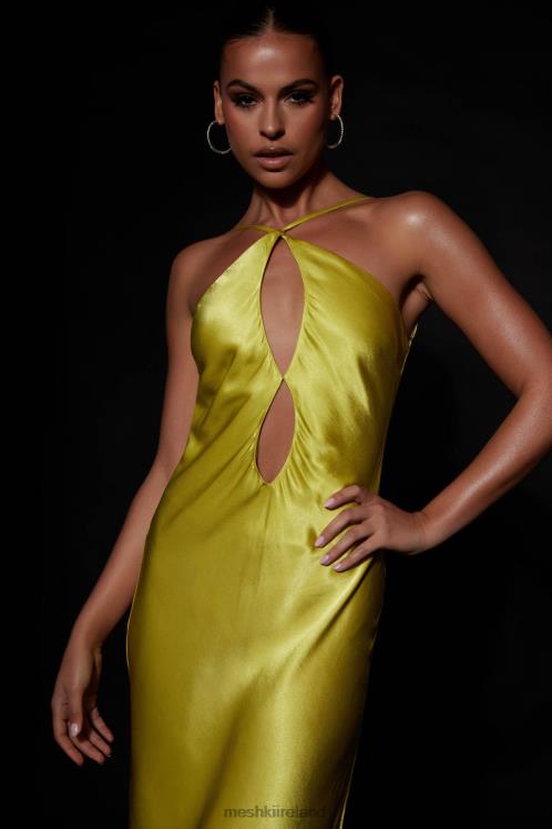 Meshki Lucia Satin Cut Out Maxi Dress Clothing Chartreuse 6DX22530