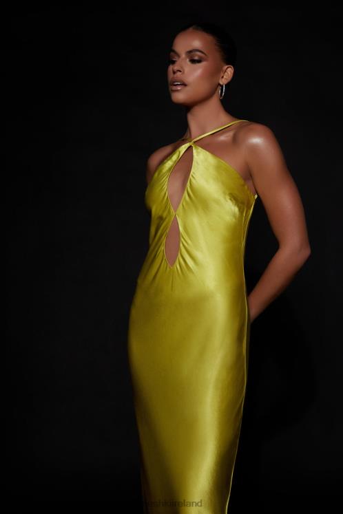 Meshki Lucia Satin Cut Out Maxi Dress Clothing Chartreuse 6DX22530