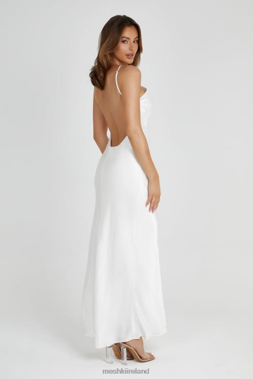 Meshki Lucia Satin Cut Out Maxi Dress Clothing White 6DX22297