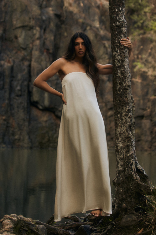 Meshki Luisa Strapless Maxi Dress Clothing Sand 6DX2226