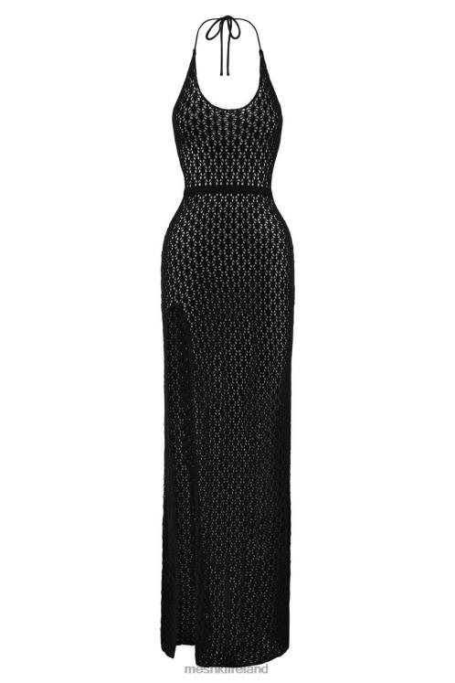 Meshki Malia Cut Out Crochet Maxi Dress Clothing Black 6DX22728
