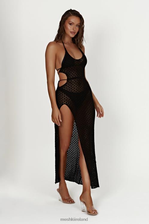 Meshki Malia Cut Out Crochet Maxi Dress Clothing Black 6DX22728