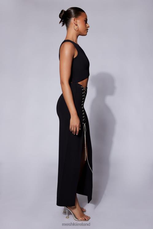 Meshki Margot One Shoulder Maxi Dress With Diamante Rope Clothing Black 6DX22520