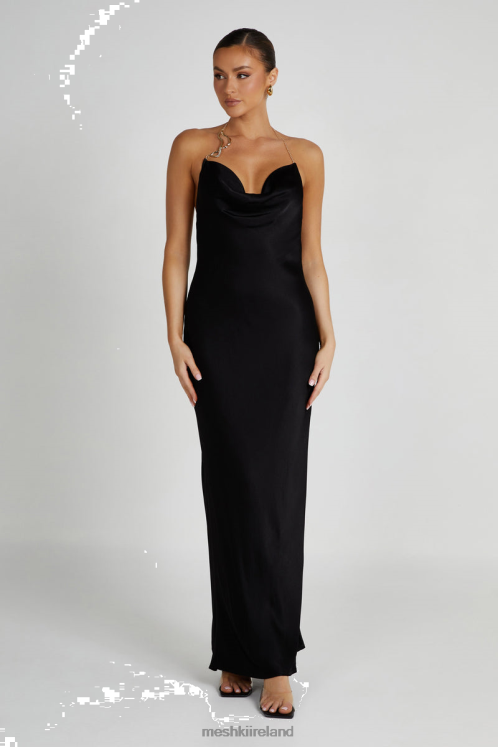 Meshki Melissa Satin Cowl Front Maxi Dress Clothing Black 6DX2295