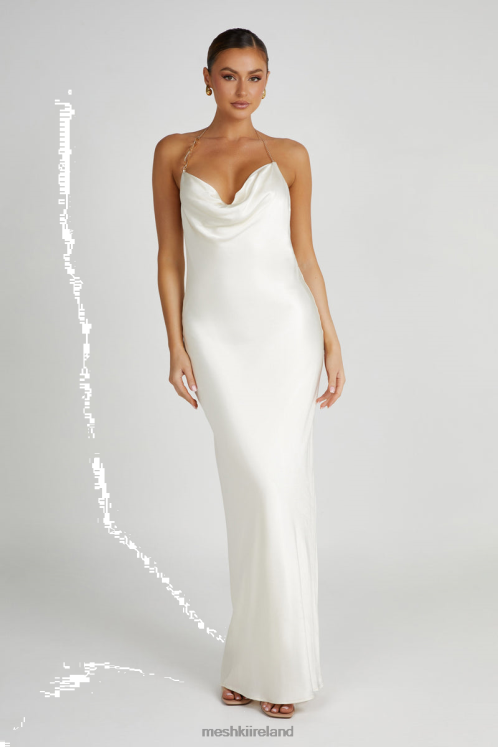 Meshki Melissa Satin Cowl Front Maxi Dress Clothing Ivory 6DX22107