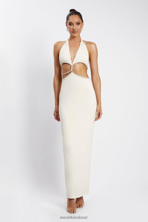 Meshki Nicha Diamante Cut Out Maxi Dress Clothing Bone 6DX22482