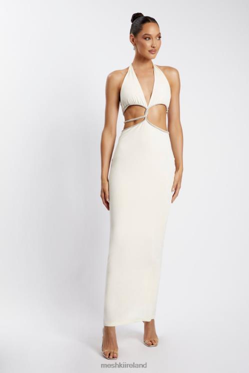 Meshki Nicha Diamante Cut Out Maxi Dress Clothing Bone 6DX22482