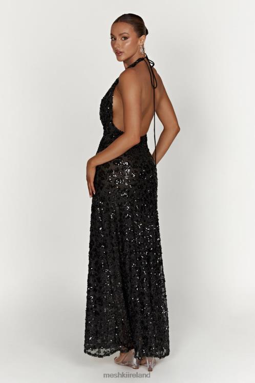 Meshki Nicola Plunge Neck Sequin Maxi Dress Clothing Black 6DX22395