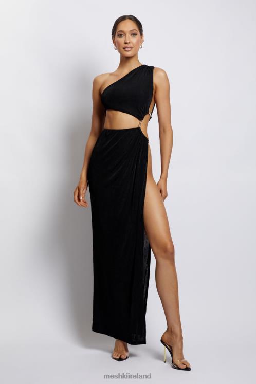 Meshki Paige Ruched Side Cut Out Maxi Dress Clothing Black 6DX22284