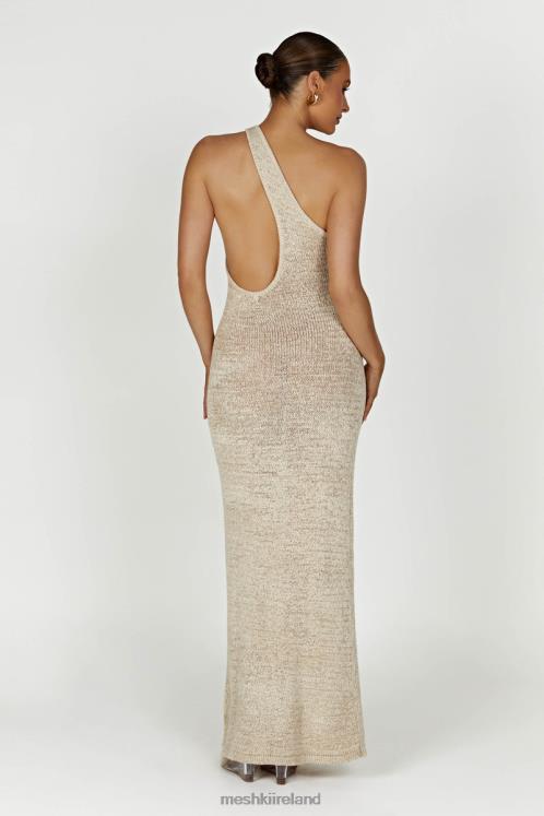 Meshki Paisley One Shoulder Knit Maxi Dress Clothing Wheat 6DX22459