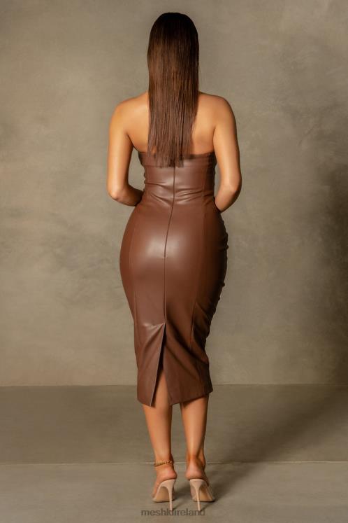 Meshki Pamela Strapless Faux Leather Dress Clothing Chocolate 6DX22513