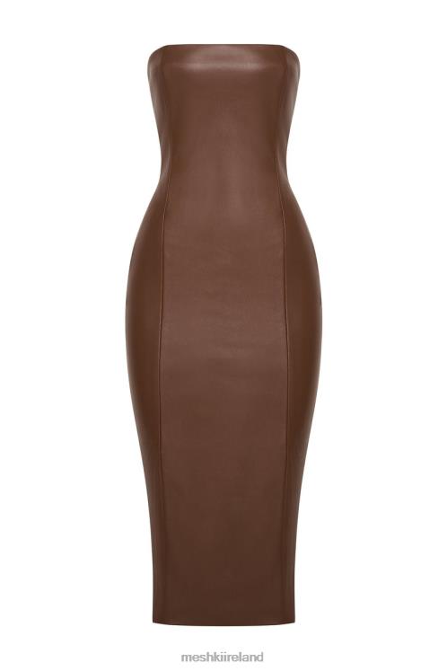 Meshki Pamela Strapless Faux Leather Dress Clothing Chocolate 6DX22513