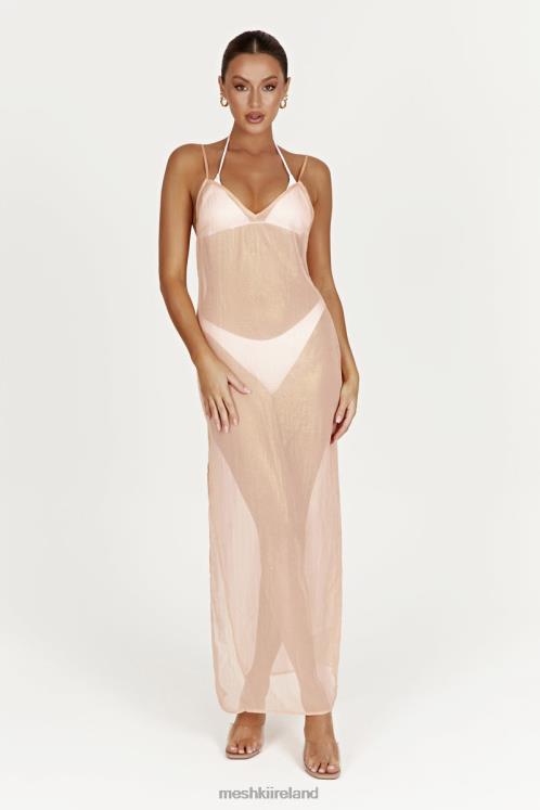 Meshki Phoebe Sheer Iridescent Maxi Dress Clothing Peach 6DX22578