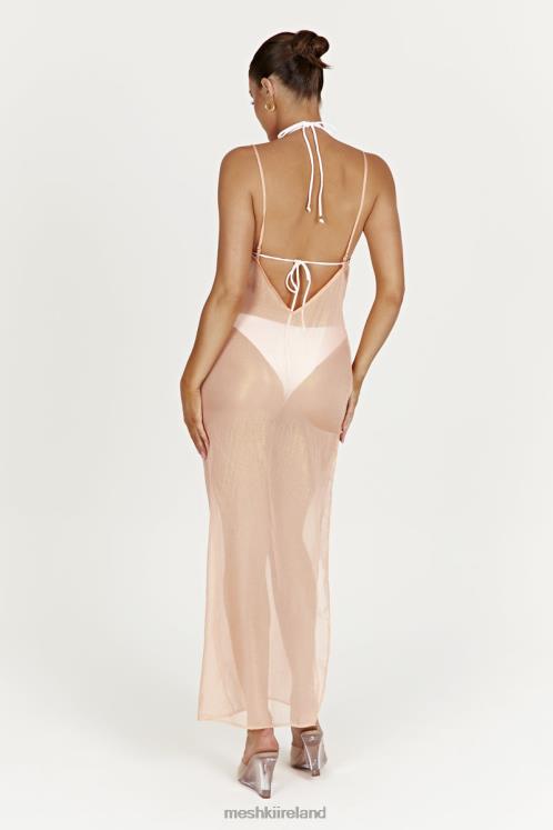 Meshki Phoebe Sheer Iridescent Maxi Dress Clothing Peach 6DX22578