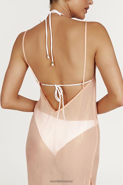 Meshki Phoebe Sheer Iridescent Maxi Dress Clothing Peach 6DX22578