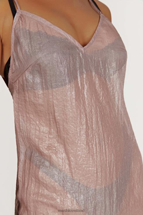 Meshki Phoebe Sheer Iridescent Maxi Dress Clothing Taupe 6DX22572