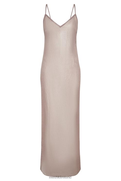 Meshki Phoebe Sheer Iridescent Maxi Dress Clothing Taupe 6DX22572
