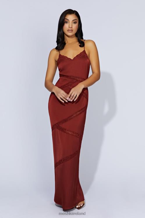 Meshki Prue Spliced Lace Maxi Dress Clothing Cherry Chocolate 6DX22508