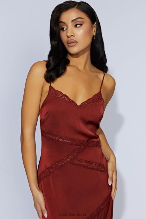 Meshki Prue Spliced Lace Maxi Dress Clothing Cherry Chocolate 6DX22508