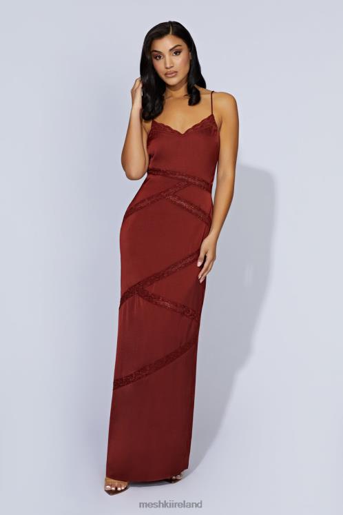 Meshki Prue Spliced Lace Maxi Dress Clothing Cherry Chocolate 6DX22508