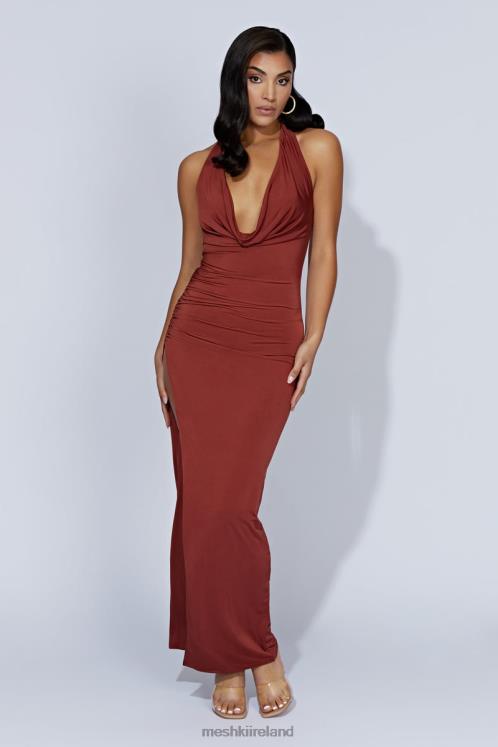 Meshki Renata Cowl Neck Maxi Dress Clothing Cherry Chocolate 6DX22509