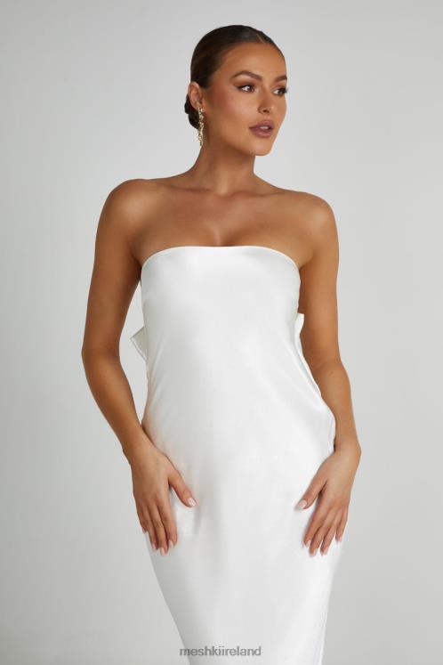 Meshki Rochelle Bow Back Satin Maxi Dress Clothing White 6DX22195