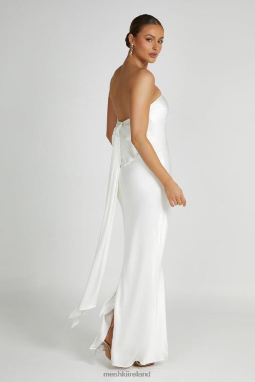 Meshki Rochelle Bow Back Satin Maxi Dress Clothing White 6DX22195