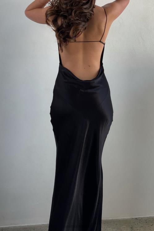 Meshki Sadie Maxi Satin Halter Ruched Slip Dress Clothing Black 6DX22629
