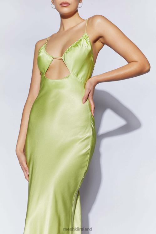 Meshki Sadie Maxi Satin Halter Ruched Slip Dress Clothing Pistachio Green 6DX22544