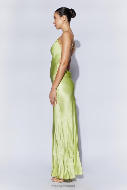 Meshki Sadie Maxi Satin Halter Ruched Slip Dress Clothing Pistachio Green 6DX22544
