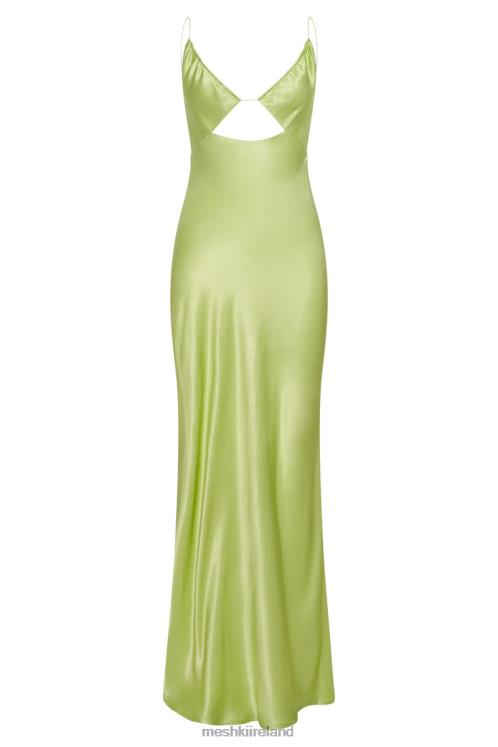 Meshki Sadie Maxi Satin Halter Ruched Slip Dress Clothing Pistachio Green 6DX22544
