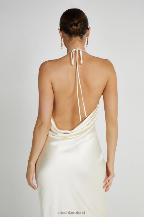 Meshki Sammy Satin Halter Maxi Dress Clothing Ivory 6DX22159