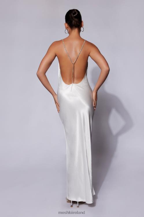 Meshki Sera Diamante Maxi Dress With Low Back Clothing White 6DX22116