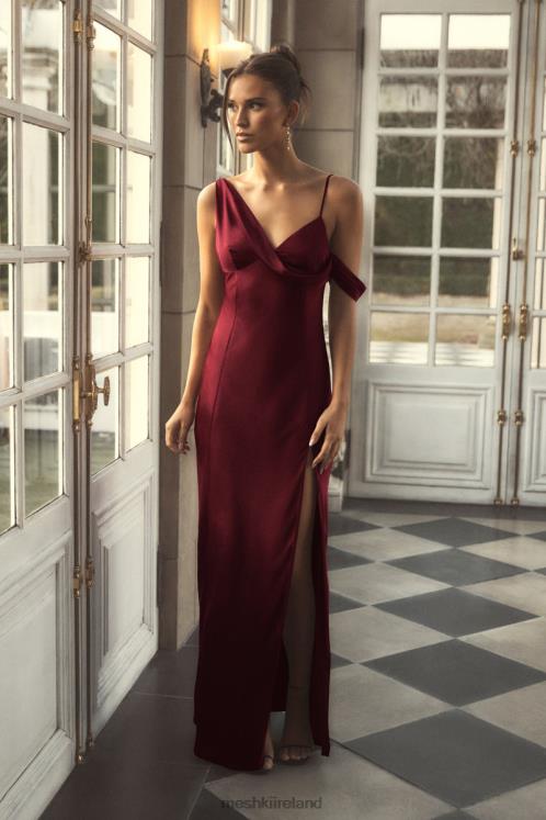 Meshki Soleil Satin Off Shoulder Maxi Dress Clothing Berry 6DX2228