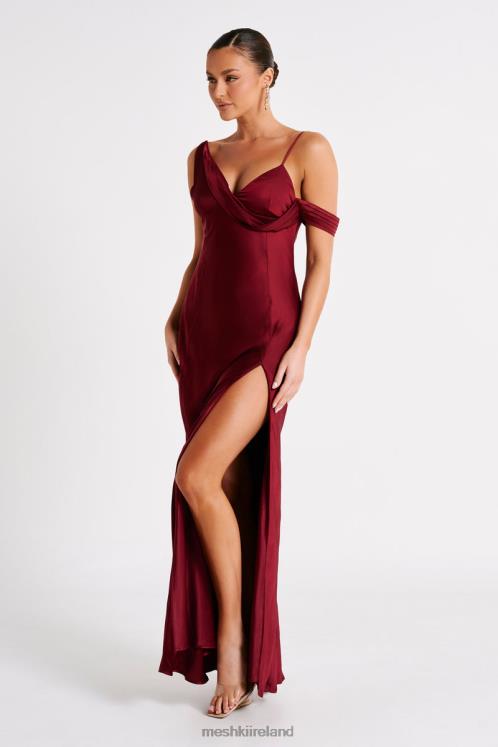 Meshki Soleil Satin Off Shoulder Maxi Dress Clothing Berry 6DX2228