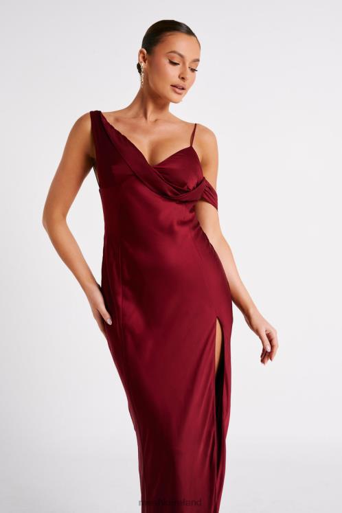 Meshki Soleil Satin Off Shoulder Maxi Dress Clothing Berry 6DX2228