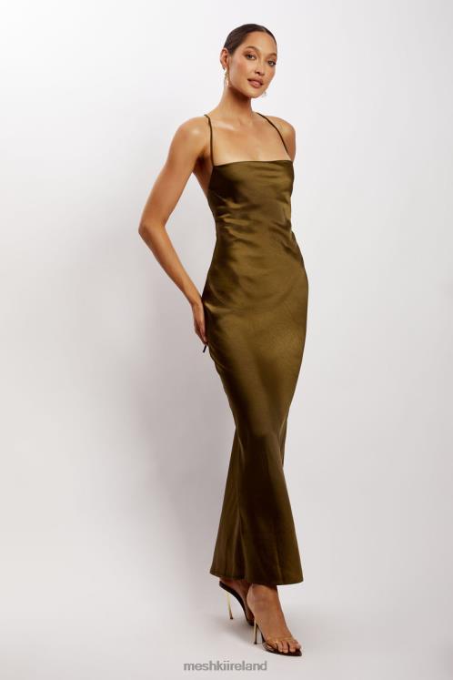 Meshki Sydney Straight Neck Slip Maxi Dress Clothing Khaki 6DX22214