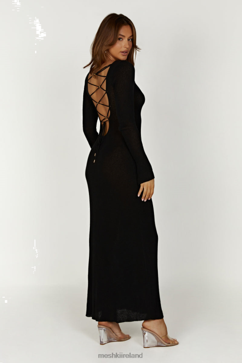 Meshki Talia Maxi Open Back Knit Dress Clothing Black 6DX22276