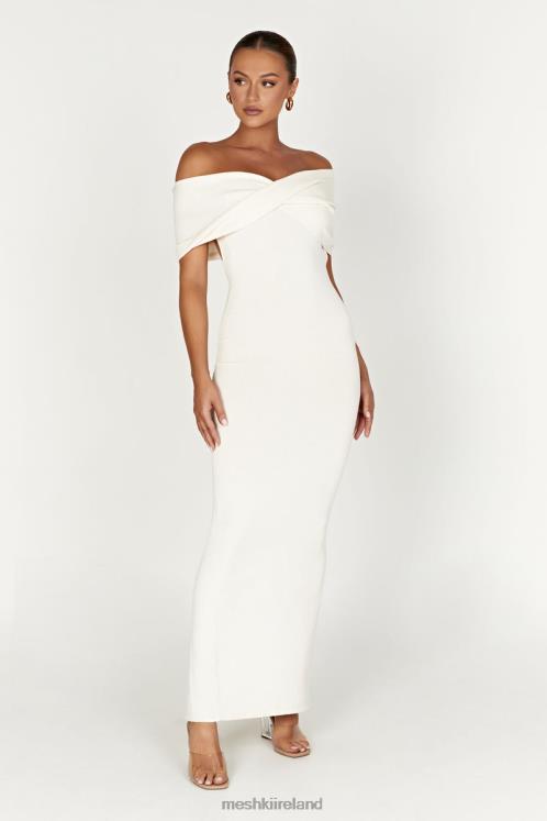Meshki Terese Off Shoulder Knit Maxi Dress Clothing Cream 6DX22299