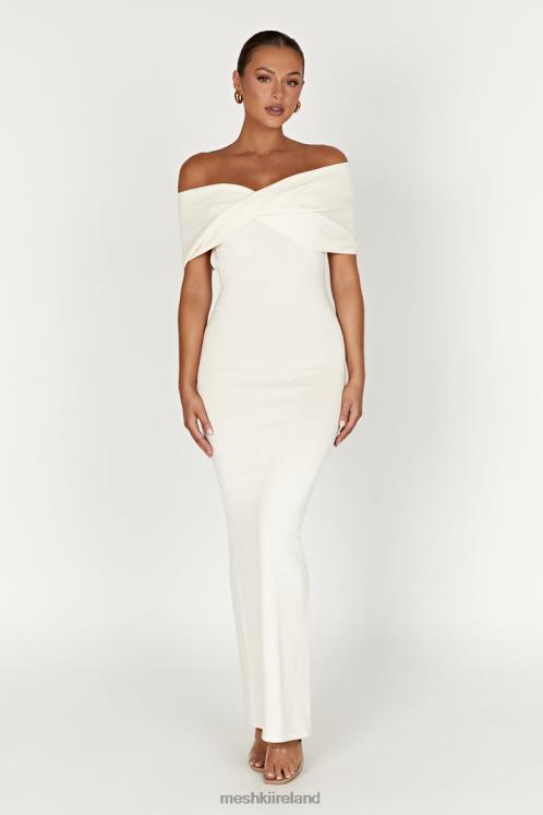 Meshki Terese Off Shoulder Knit Maxi Dress Clothing Cream 6DX22299