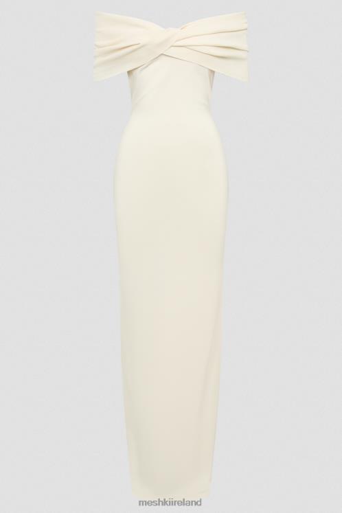 Meshki Terese Off Shoulder Knit Maxi Dress Clothing Cream 6DX22299