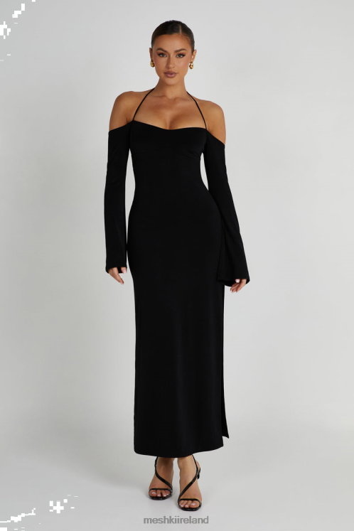 Meshki Tia Slinky Off Shoulder Maxi Dress Clothing Black 6DX2289