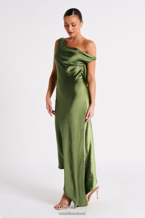 Meshki Yvette Slip Maxi Dress With Asymmetrical Hem Clothing Emerald 6DX2245