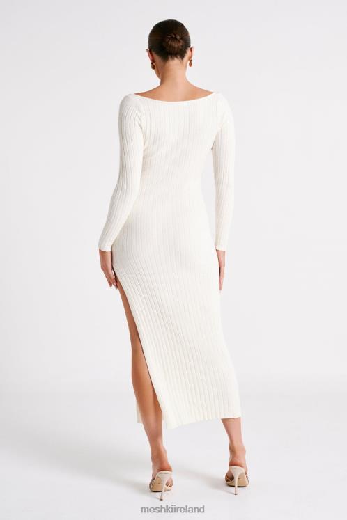 Meshki Zinnia Knit Maxi Dress With Split Clothing White 6DX2286