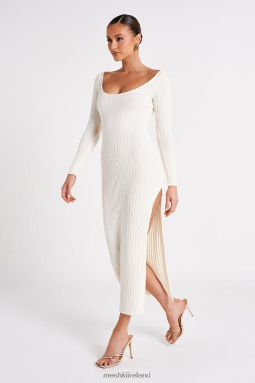 Meshki Zinnia Knit Maxi Dress With Split Clothing White 6DX2286