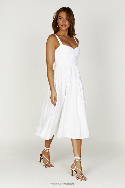 Meshki Adriana Linen Midi Dress Clothing White 6DX22414