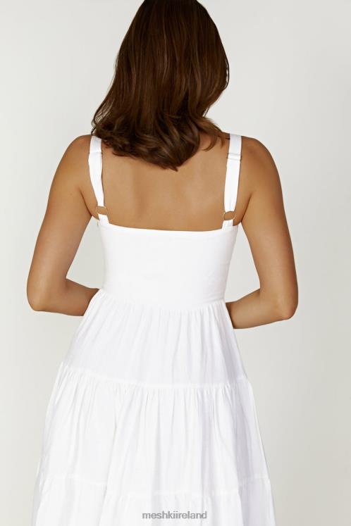 Meshki Adriana Linen Midi Dress Clothing White 6DX22414