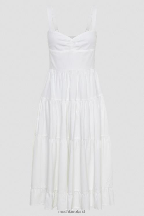 Meshki Adriana Linen Midi Dress Clothing White 6DX22414