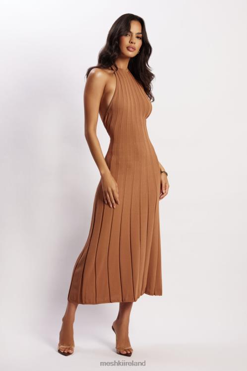 Meshki Adrienne Halter Neck Midi Dress Clothing Tan 6DX22114