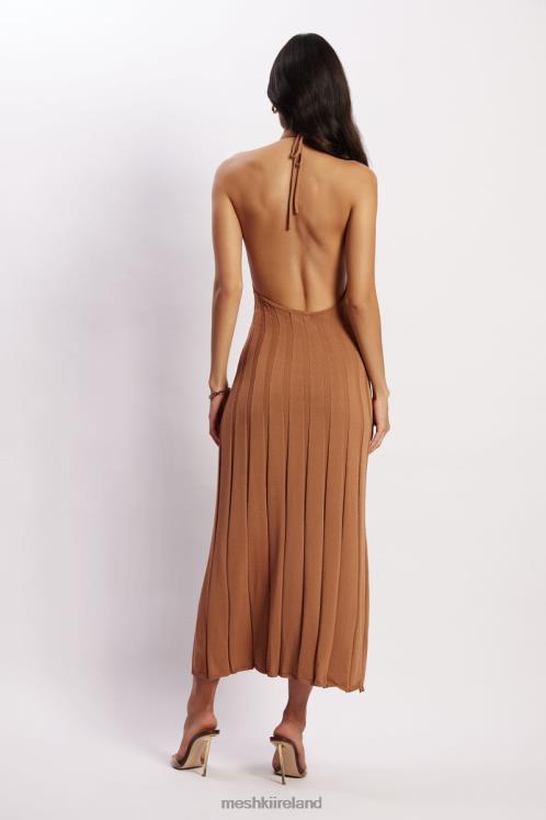 Meshki Adrienne Halter Neck Midi Dress Clothing Tan 6DX22114